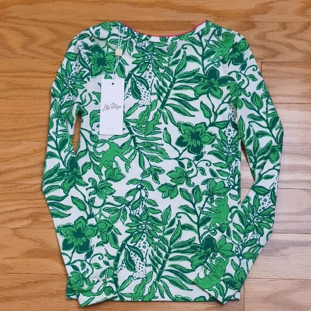 Lilly Pulitzer Mini Samny Pajama Top Fiddle Green Size 6 NWT